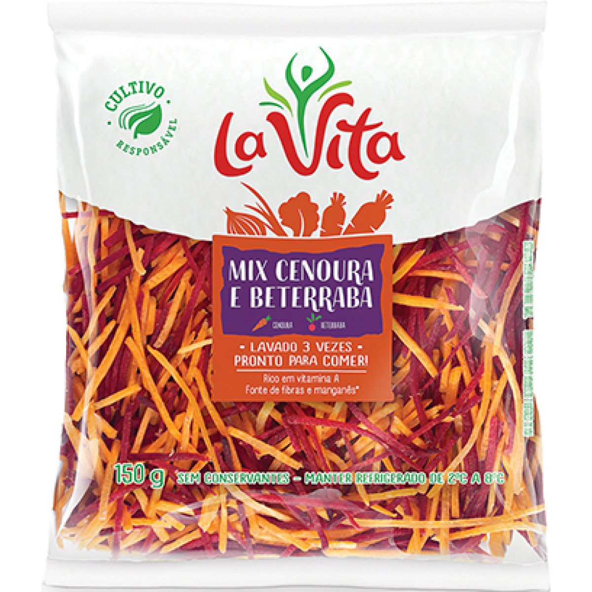 Mix Cenoura/Beterraba Higienizada La Vita 150g
