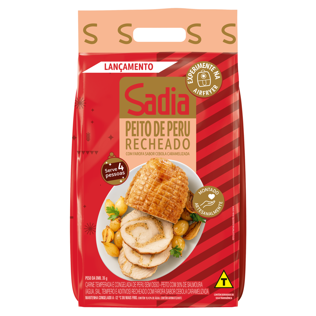 Peito de Peru Congelado Recheio Farofa de Cebola Caramelizada sem Osso Sadia 1Kg