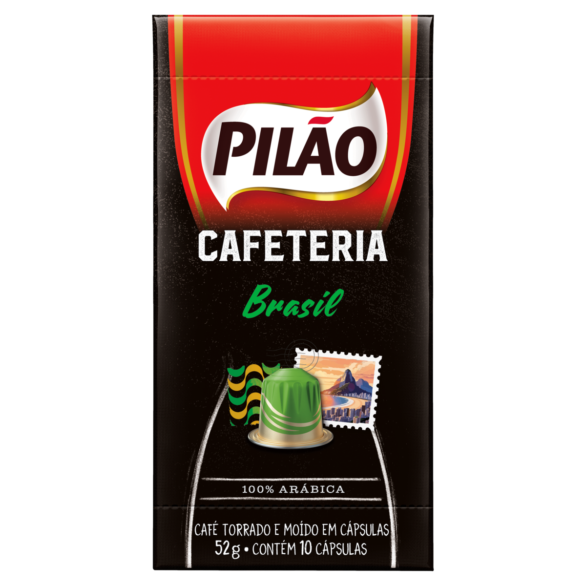 Café em Cápsula Torrado e Moído Pilão Cafeteria Brasil Caixa 52g 10 Unidades