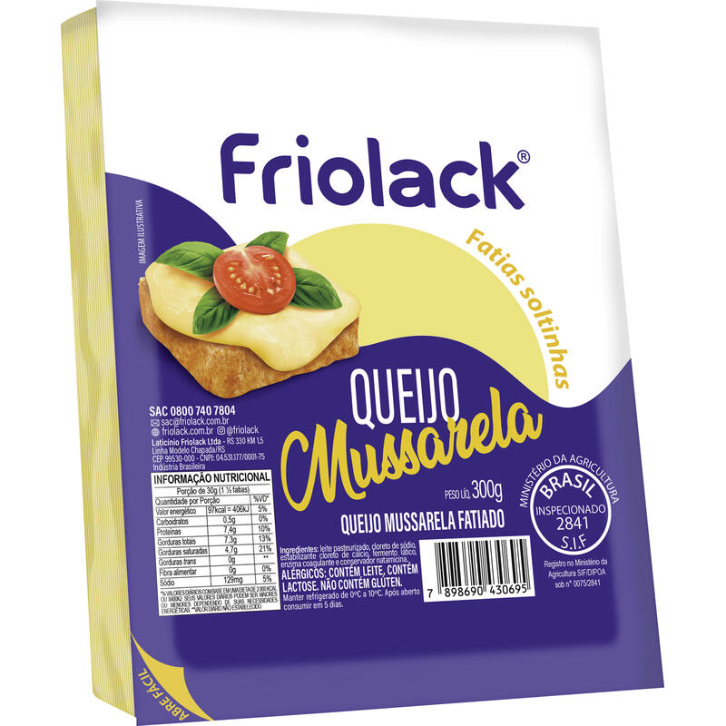 Queijo Mussarela Friolack Fatiado 300g