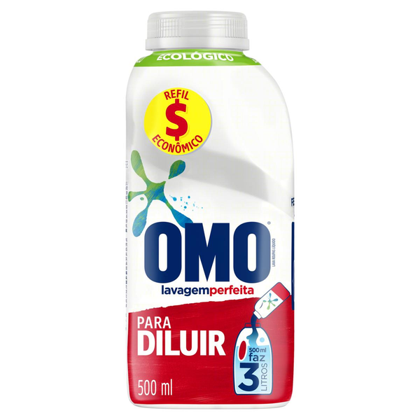 Lava Roupa Líquido OMO Lavagem Perfeita Refil Concentrado para Diluir 500ml