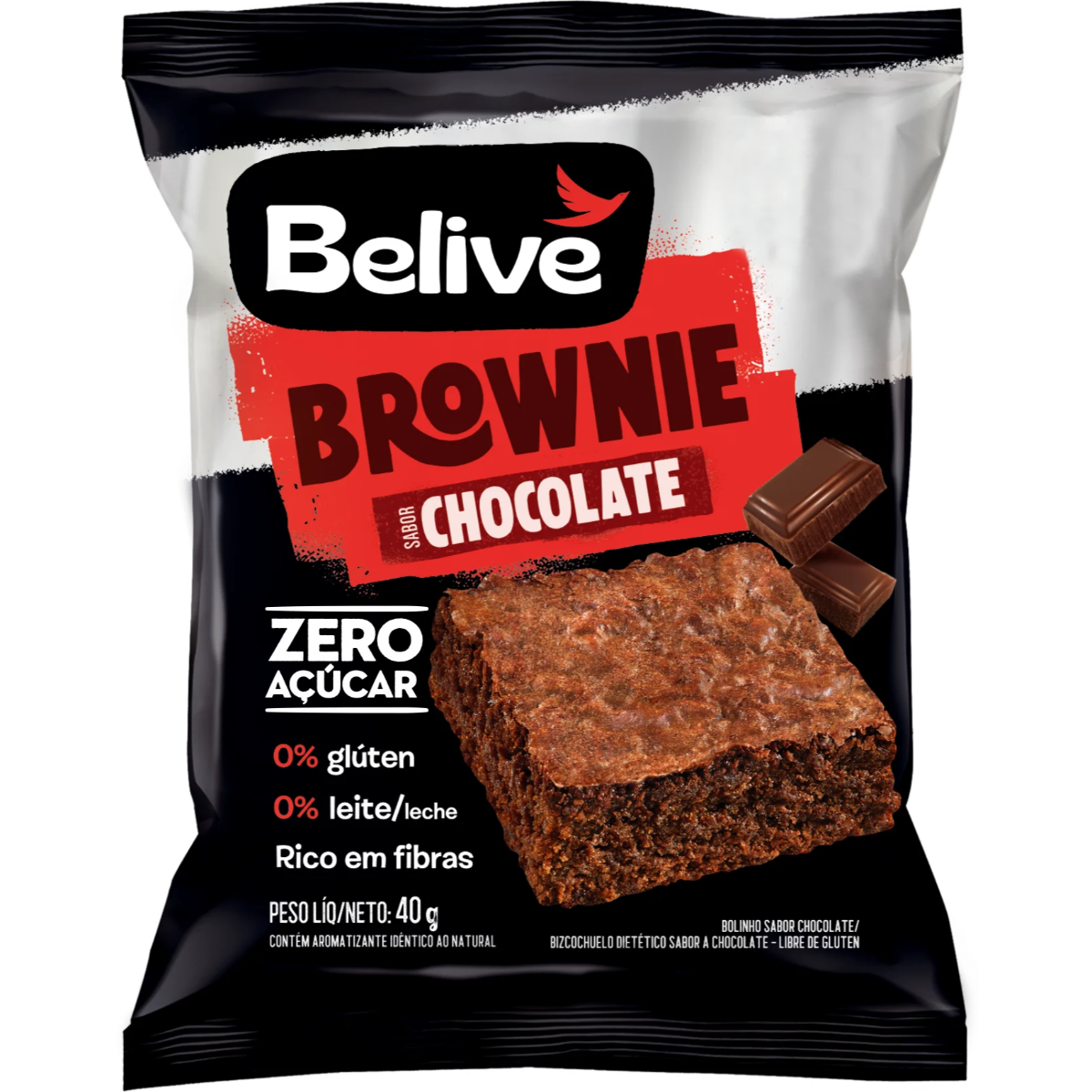 Brownie de Chocolate Zero Açúcar Belive 40g