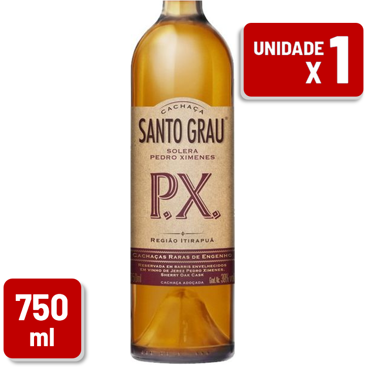 Cachaça Santo Grau Solera Pedro Ximenes Garrafa Vidro 750ml