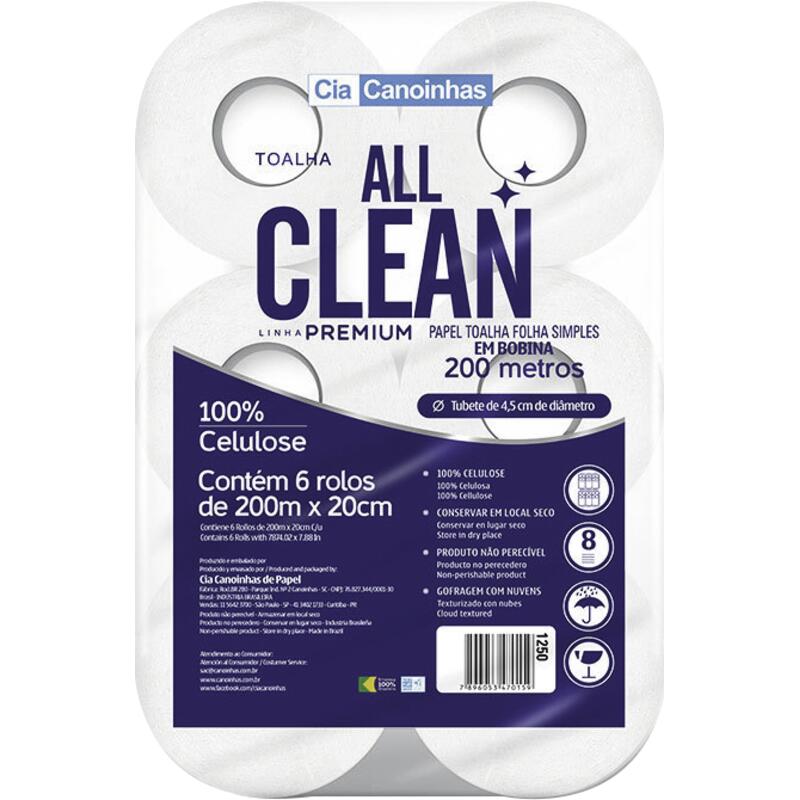 Papel Toalha All Clean 200m 6 rolos