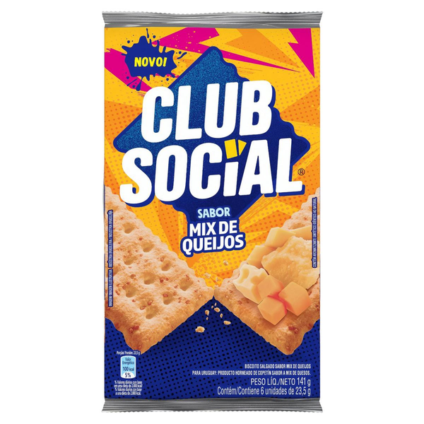 Biscoito Salgado Club Social mix de queijos multipack 141g