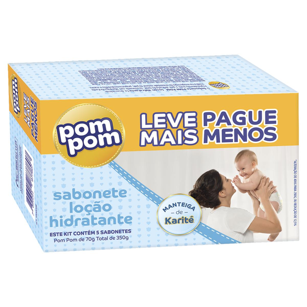 Sabonete Pom Pom 70g - Loção Hidratante - Com 5 sabonetes - Leve Mais, Pague Menos