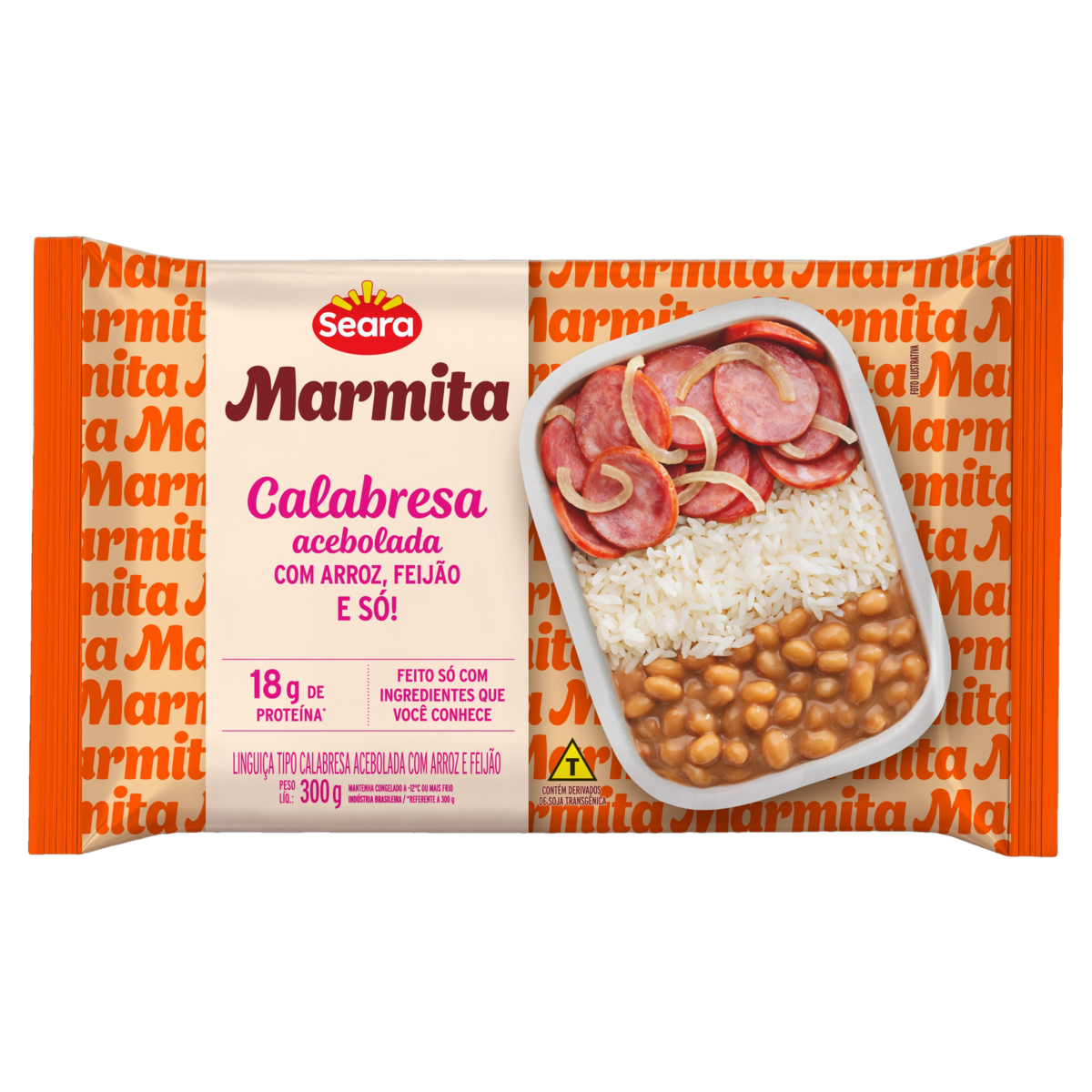 Marmita Calabresa Acebolada com Arroz e Feijão Seara Pacote 300g