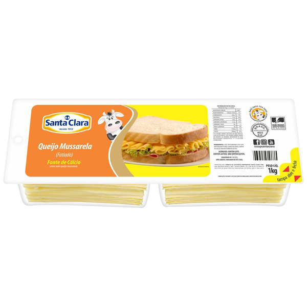 Queijo Santa Clara 1kg - Mussarela - Fatiado