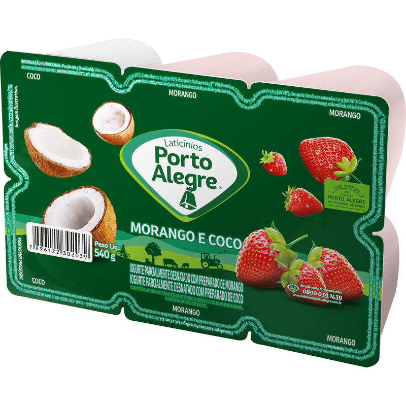 Iogurte Polpa Porto Alegre Morango e Coco 540g