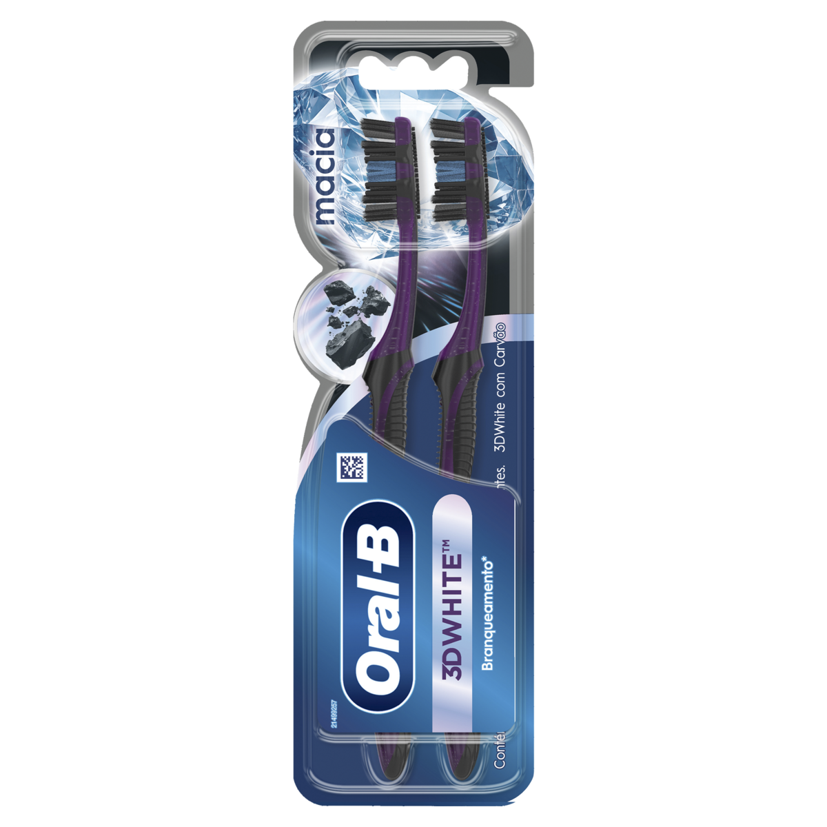 Escova Dental Macia Carvão Oral-B 3D White 2 Unidades