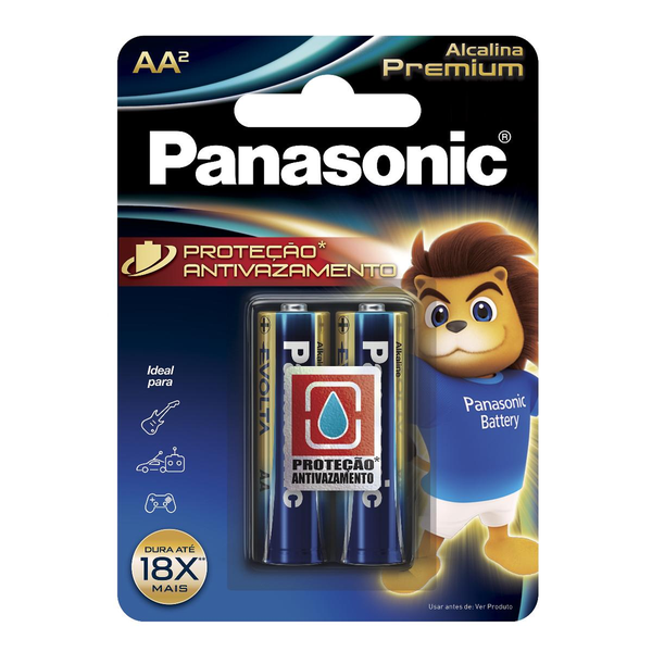 Pilha Alcalina Premium Panasonic Tam. AA - Com 2 Pilhas