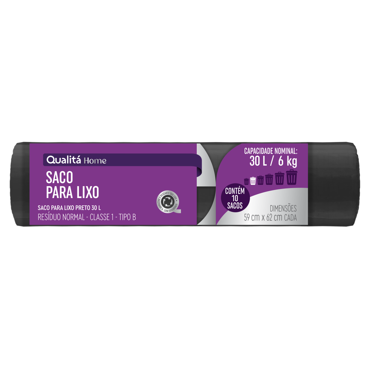 Saco para Lixo Tipo B 30l Qualitá 10 Unidades