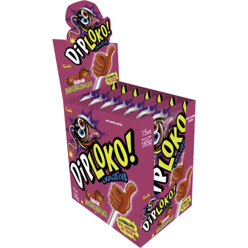 Pirulito Explosivo Dip Loko Morango 15x11g