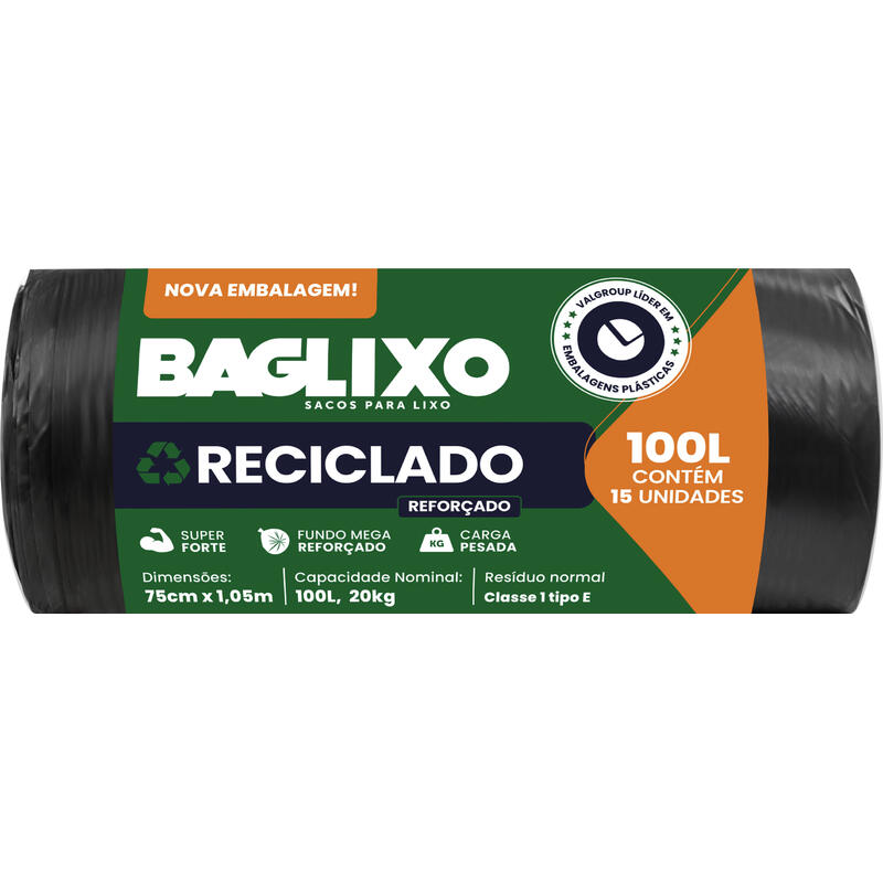 Saco de Lixo Valgroup Baglixo Reforçado 100L 15 un