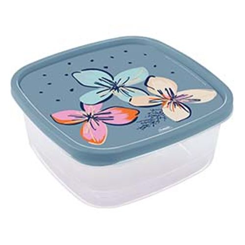 Pote Plasútil Quadrado Com Tampa Decorado 1,6l
