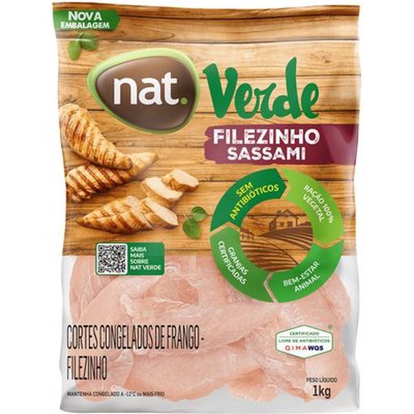 Filézinho Sassami de Frango NAT Verde Congelado IQF 1kg