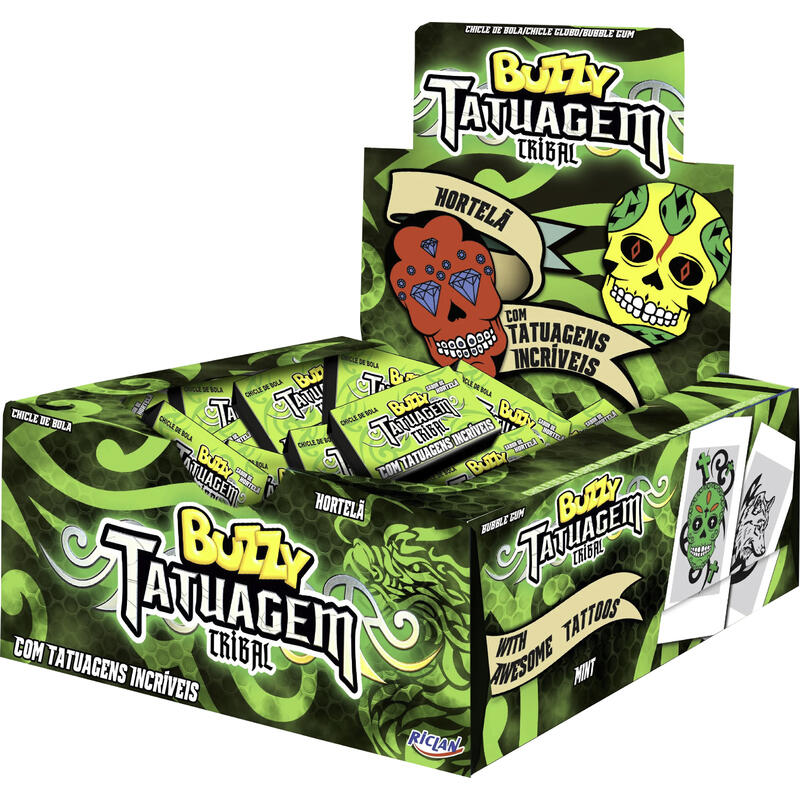 Chiclete Buzzy Tatto Hortelã 90un