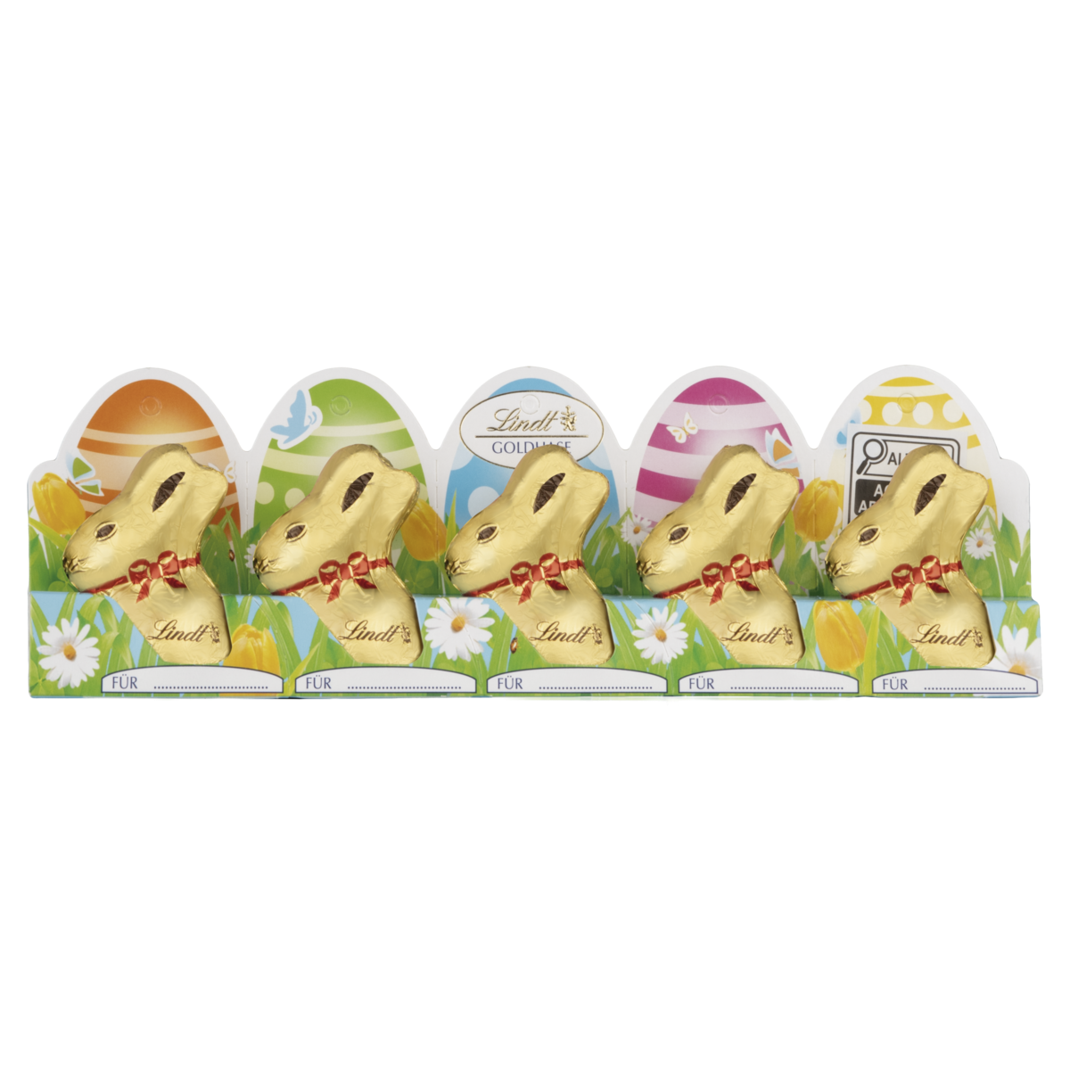 Coelho de Chocolate ao Leite Lindt Gold Bunny 50g 5 Unidades