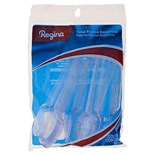 Colher De Plastico Regina Cristal Com 50 Unidades