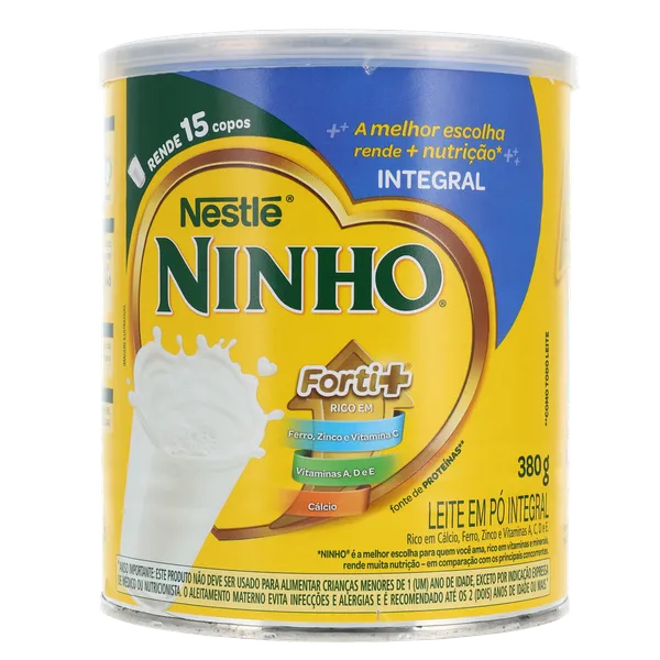 Leite em Pó Ninho 380g - Integral - Forti+ - Instantâneo - Lata