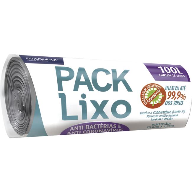 Saco para Lixo Pack Lixo Anti Coronavírus - 100L 15un