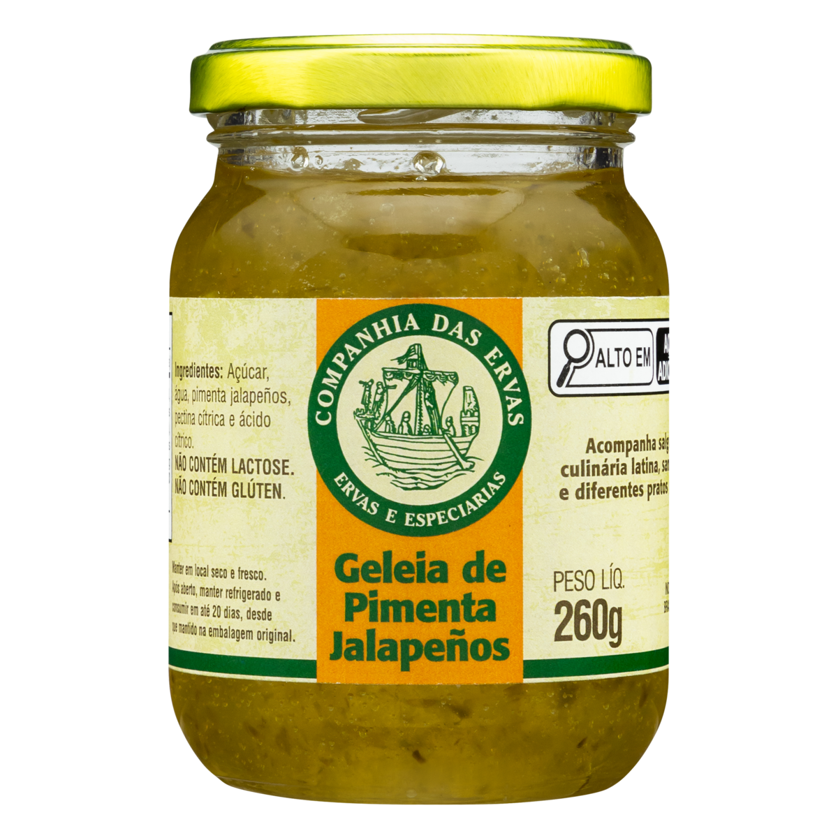 Geleia de Pimenta Jalapeños CIA DAS ERVAS Vidro 260g