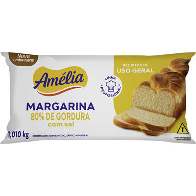 Margarina para Confeitaria Amélia Uso geral C/sal 1,010kg