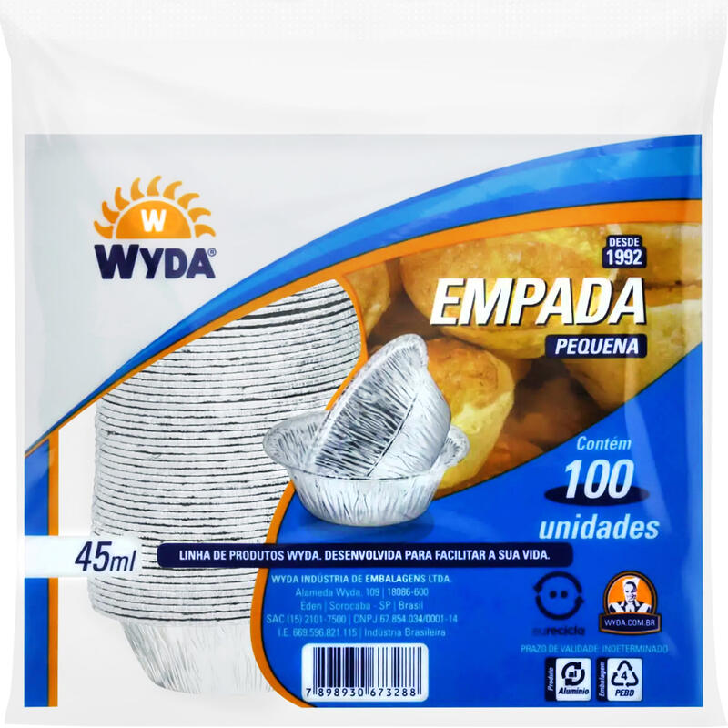 Forma de Alumínio Wyda Empada 45ml 100 un