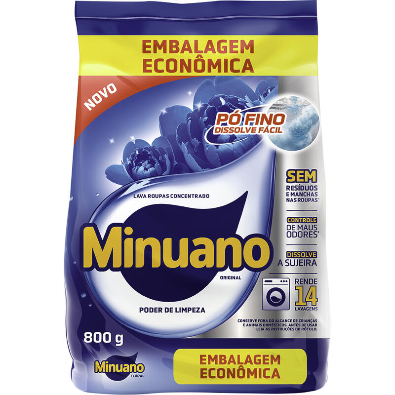 Lava Roupas em Pó Minuano Azul 800g