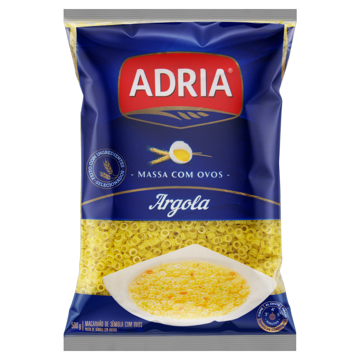 Macarrão de Sêmola com Ovos Argola Adria Pacote 500g