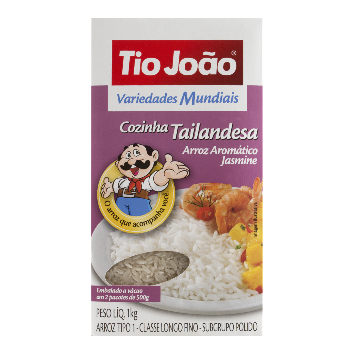 Arroz Cozinha Tailandesa Tipo 1 Aromático Jasmine TIO JOÃO à Vácuo 1kg