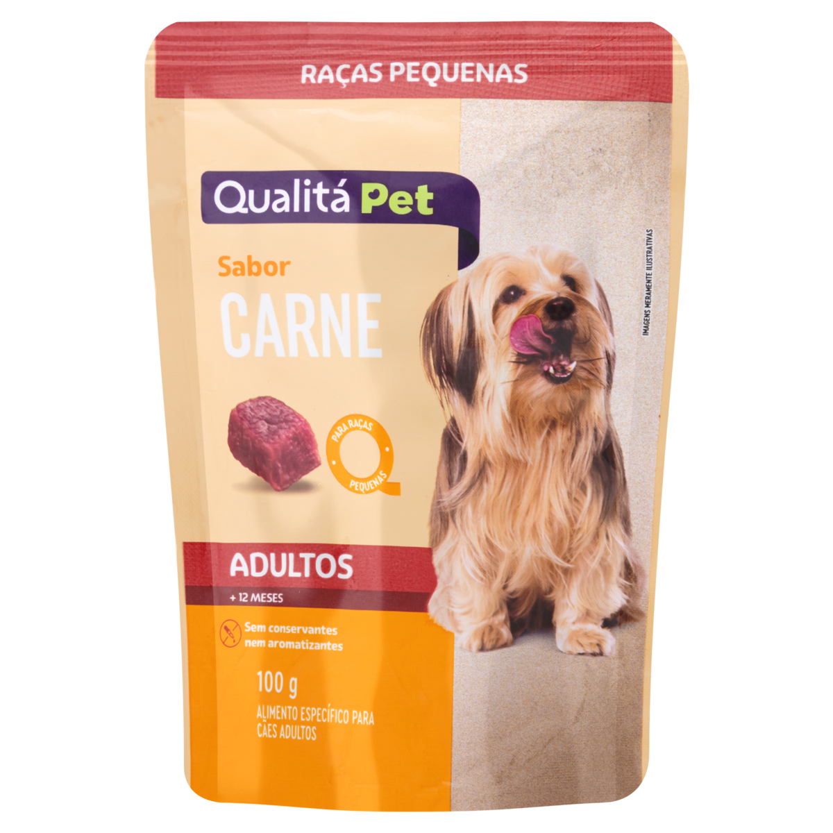 Alimento para Cães Raças Pequenas Carne Qualitá Sachê 100g