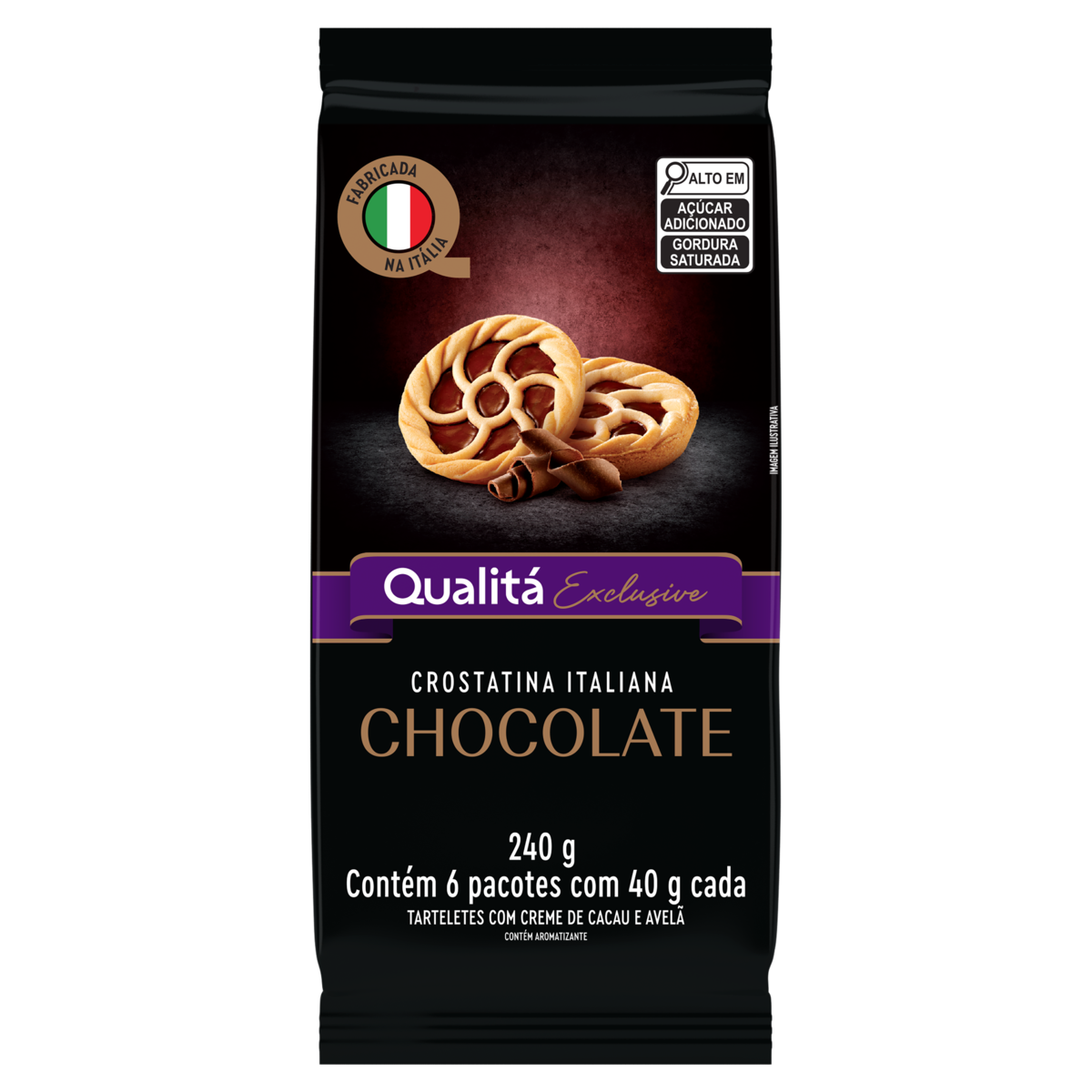 Biscoito Crostatina Italiana Chocolate Qualitá Exclusive Pacote 240g