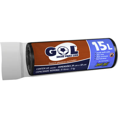 Saco de Lixo Gol Preto - 15L 60 un