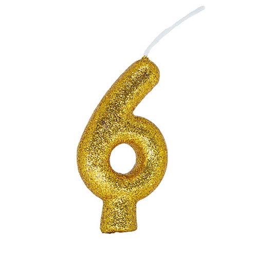 Vela De Aniversário Regina Cintilante Glitter Dourada Nº6 C/1 Un