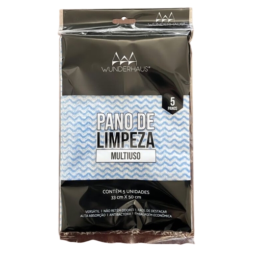 Pano Wunderhaus Limpeza Leve Cor Azul Com 5 Unidades