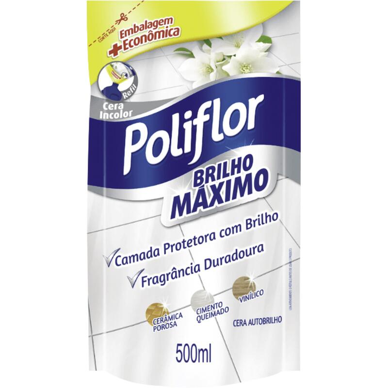 CERA LÍQUIDA POLIFLOR BRILHO MÁXIMO INCOLOR SACHÊ 500ML