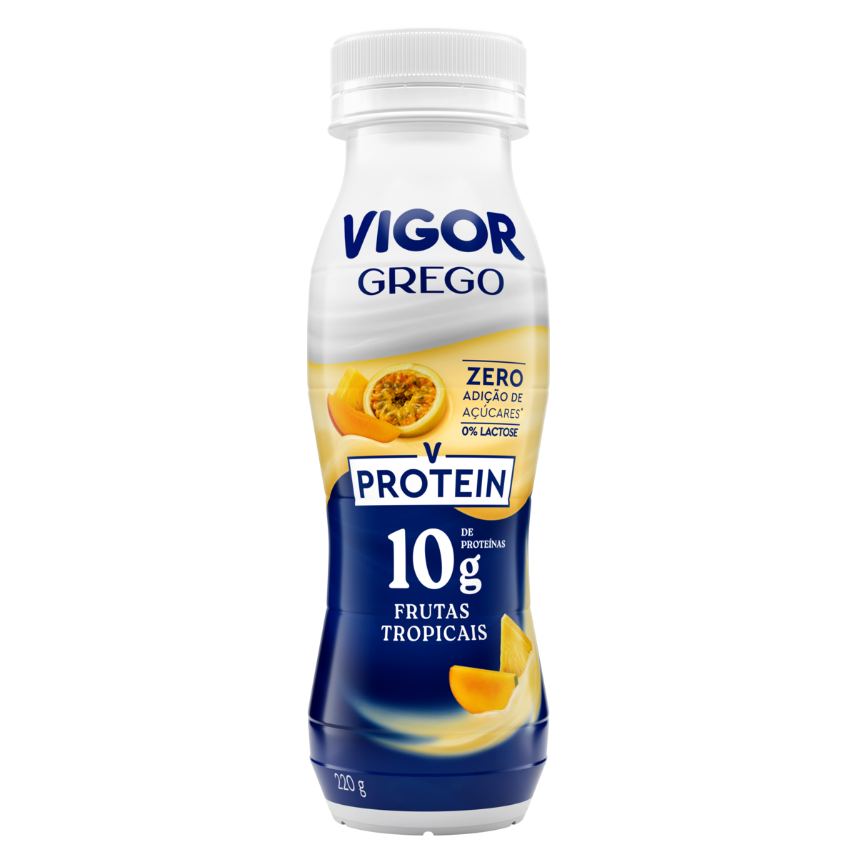 Iogurte Parcialmente Desnatado Grego Frutas Tropicais Zero Lactose Vigor Protein Frasco 220g
