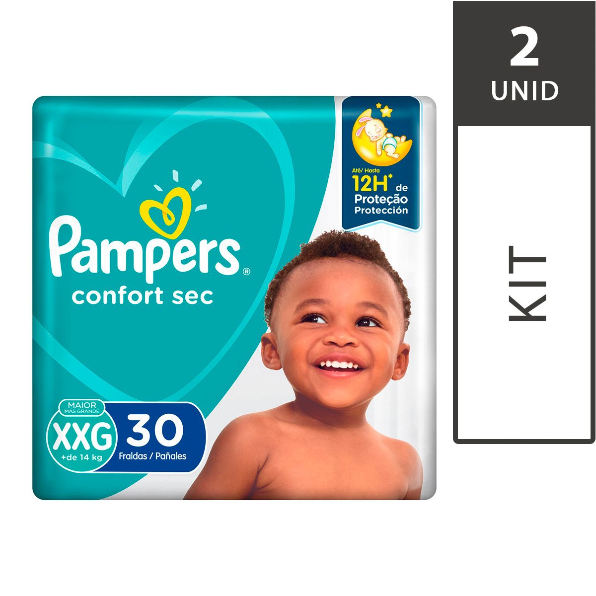 Kit com 2 Fraldas PAMPERS Confort Sec Mega XXG - 60 Fraldas