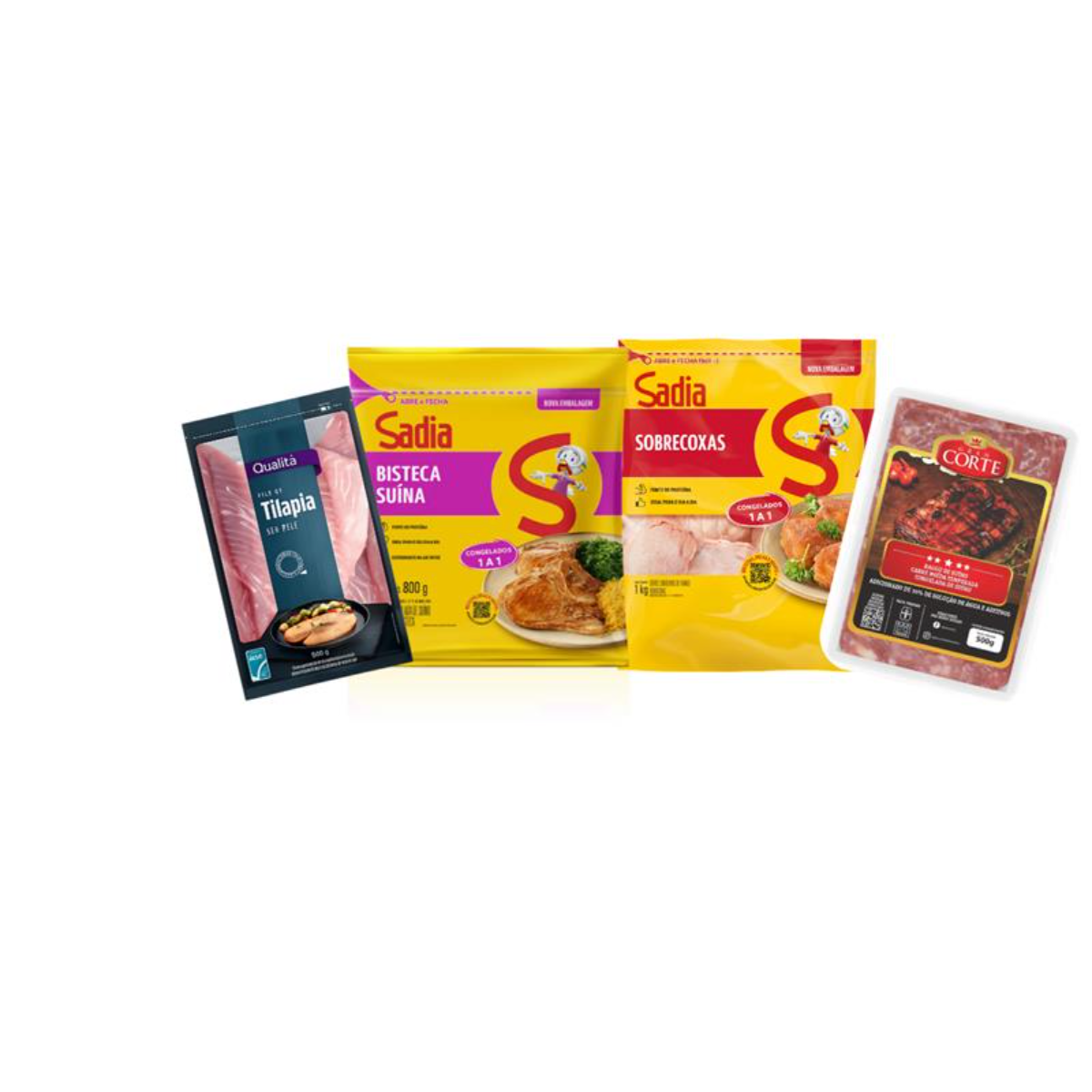 Kit Variedade & Sabor (Bisteca Suína/Raggu Suíno/Filé Tilápia/Sobrecoxa Frango)