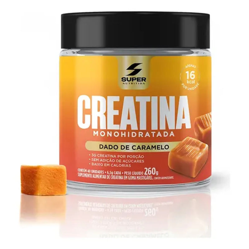 Creatina SUPER NUTRITION Monohidratada Caramelo Sem Adição de Açúcares 260g