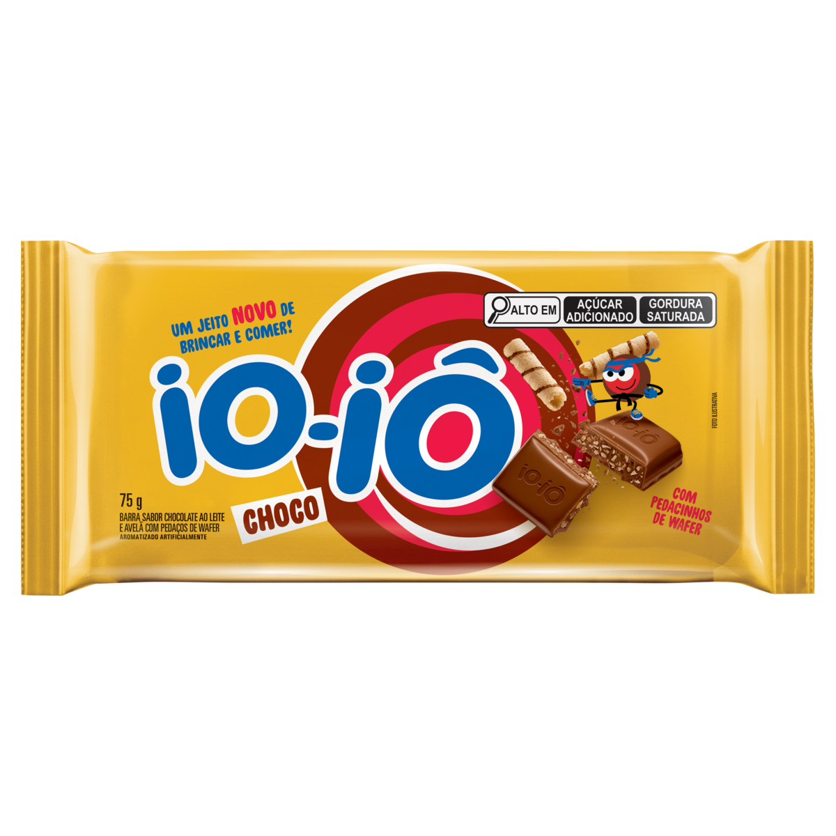 Chocolate ao Leite com Pedaços de Wafer Choco Io-Iô Pacote 75g