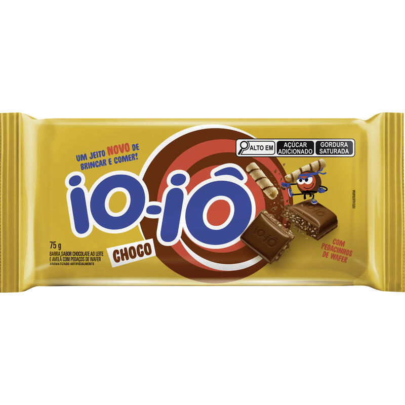 Chocolate ao Leite com Pedaços de Wafer Choco Io-Iô Pacote 75g