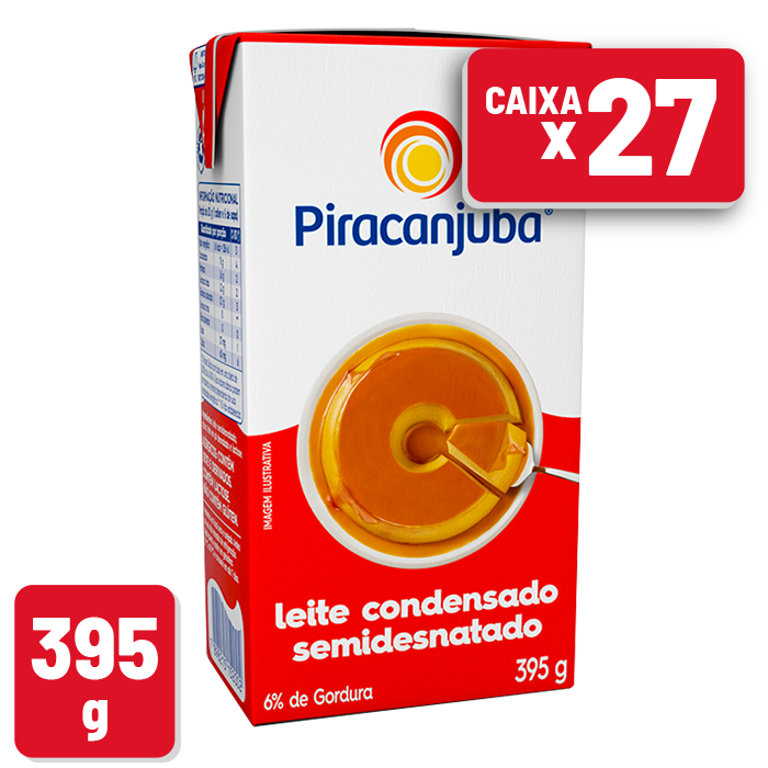Leite Condensado Piracanjuba Semidesnatado Tetrapack 395g Caixa c/ 27 un