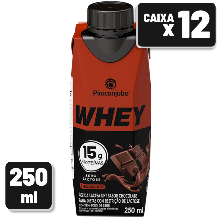 Whey Piracanjuba Chocolate Tetra Pak 250ml Caixa c/ 12 un