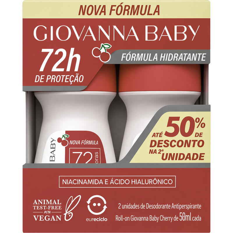 Desodorante Roll-On Giovanna Baby Cherry Promo 2x50ml