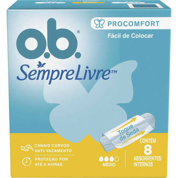 Absorvente Interno O.B. Sempre Livre ProComfort - Médio - Com 8 Absorventes
