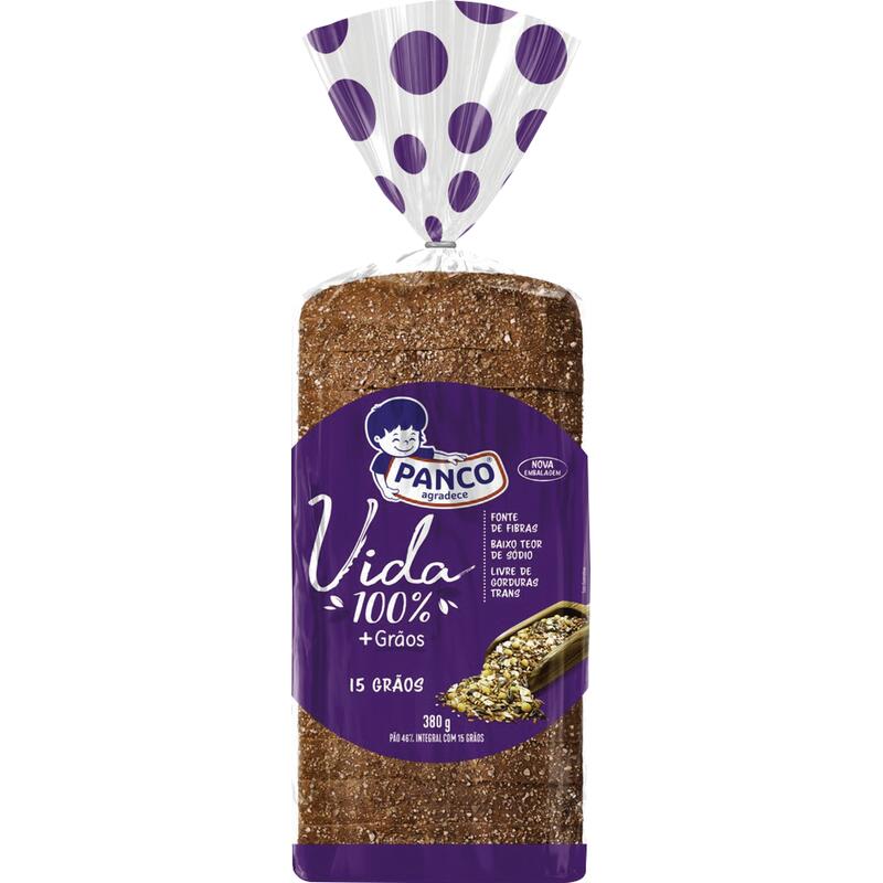 Pão Integral 15 Grãos Panco Vida Pacote 380g