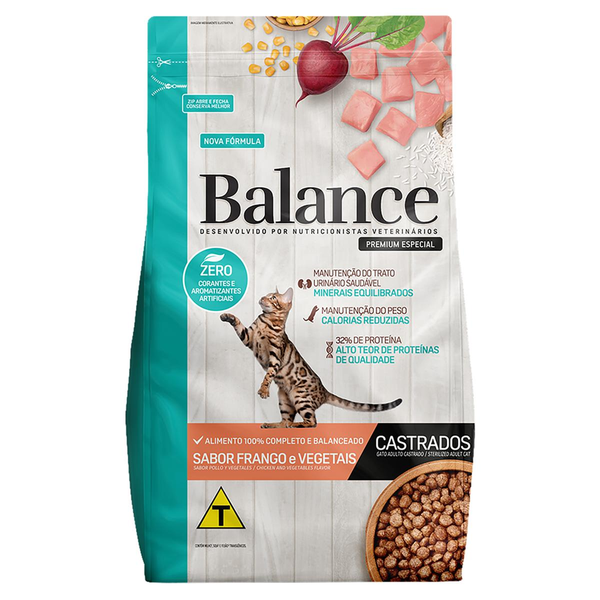 Ração para Gatos Balance 900g - Castrados