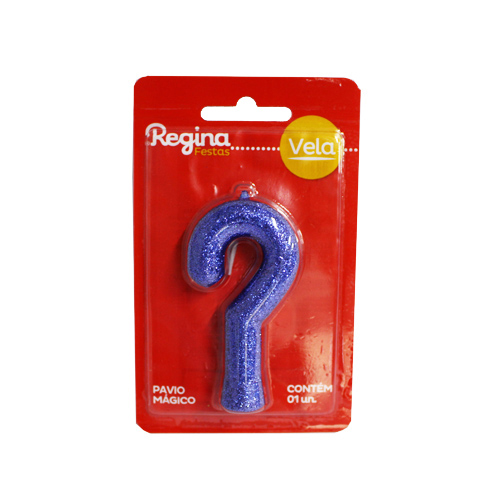 Vela De Aniversário Regina Interrogação Cintilante Azul C/1 Un
